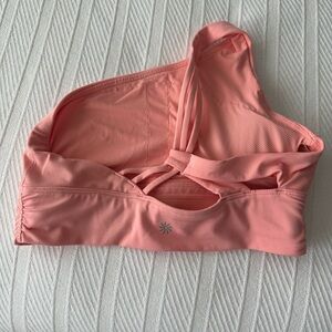 Athleta Women’s Powervita Athens Sports Bra Coral Size S One Shoulder Strap